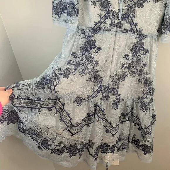 BCBGMaxAzria Blue and White Floral Mini Dress - Picture 6 of 15